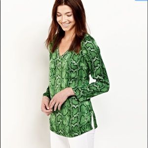 MichaelKors Green snake print tunic w/chain detail